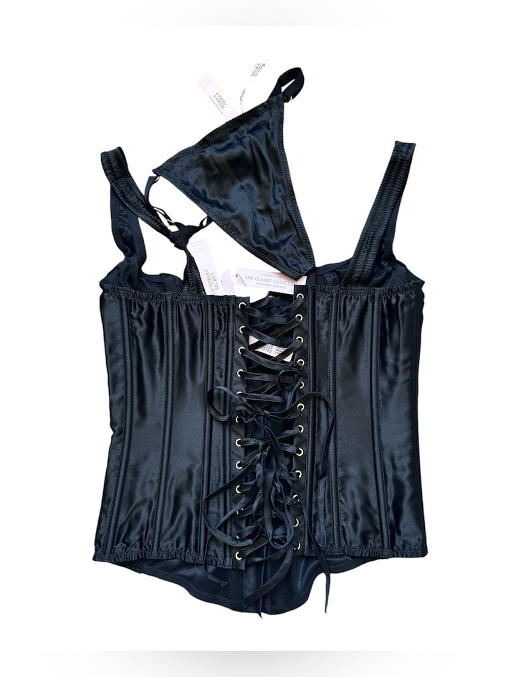 NWT Victoria’s Secret 2 Piece Classic Silk Corset and Panty Small -DD - Picture 2 of 11